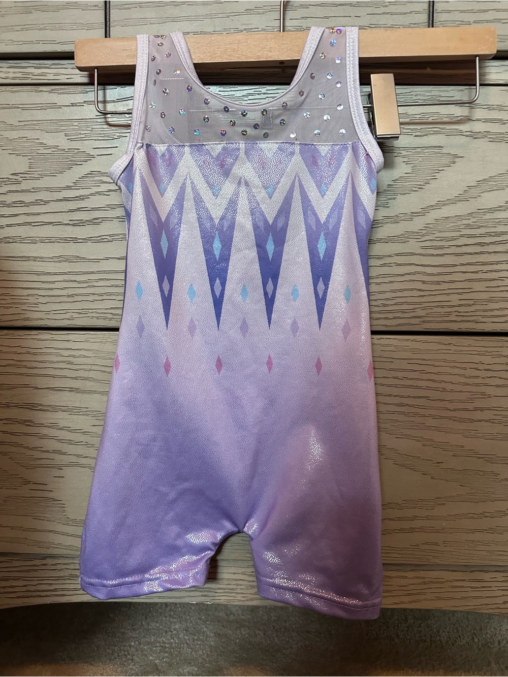 Frozen inspired- Girls' Shimmery Lavender Gem Print One-Piece Bodysuit